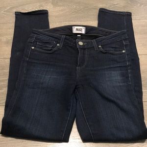 Paige dark wash skinny jeans 27